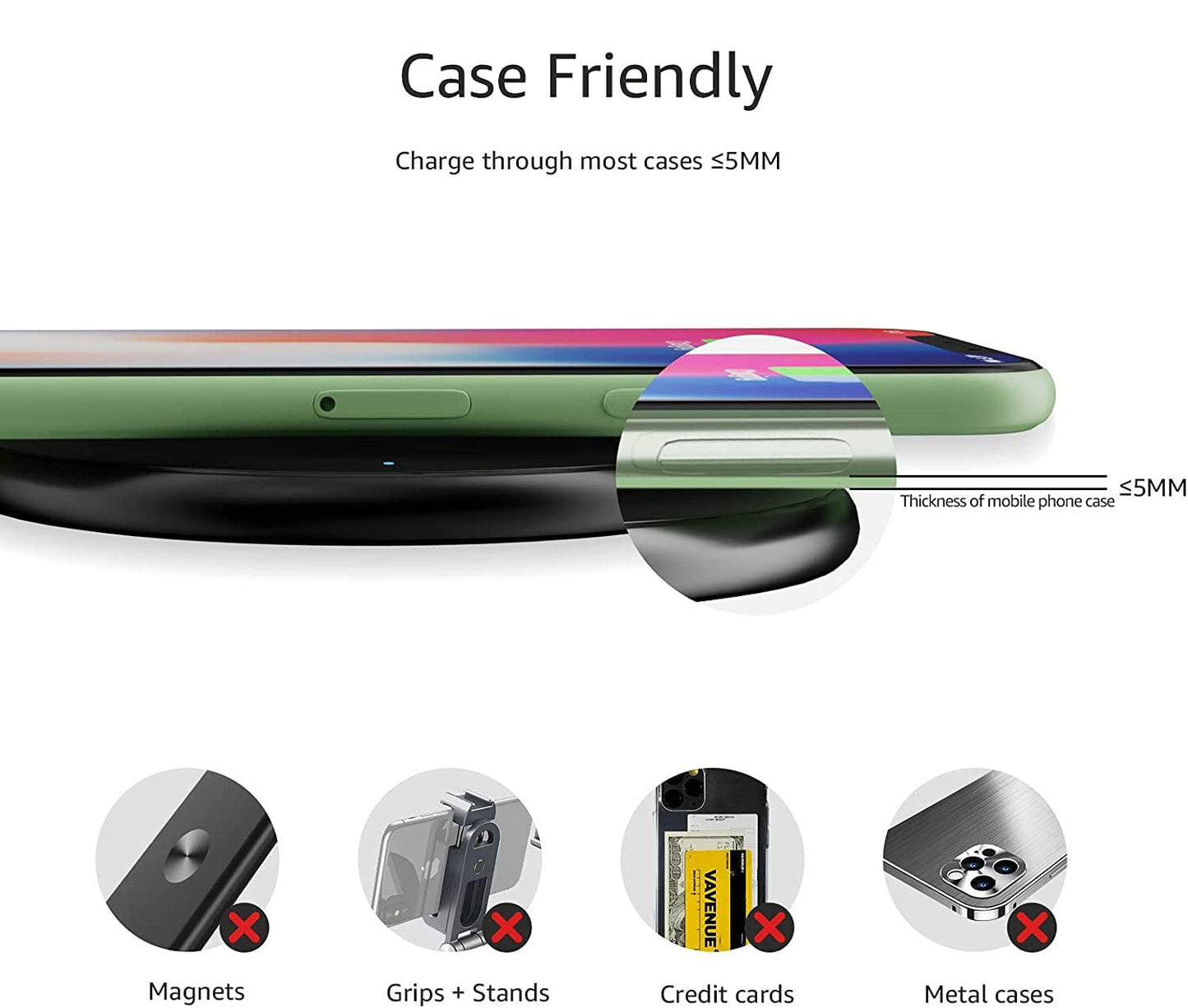 15W Wireless Charger Pad Qi Charger Inductive Charging Station Wireless