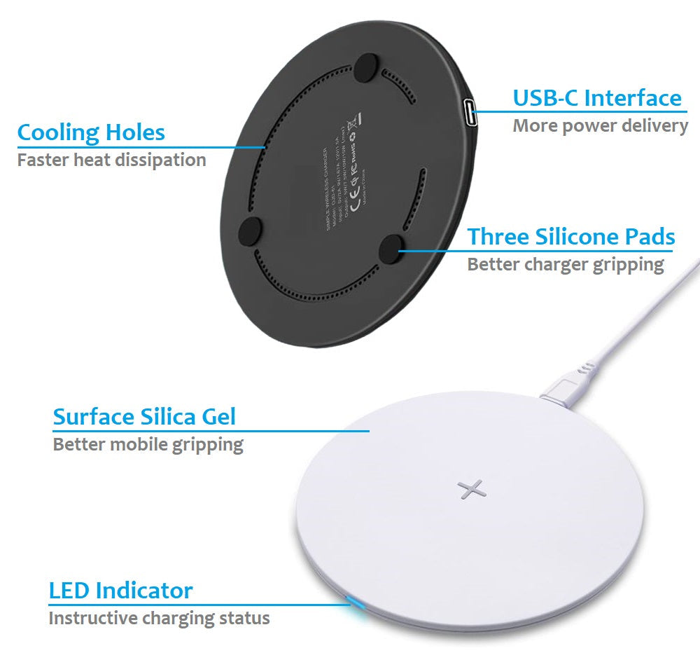 15W Wireless Charger Pad Qi Charger Inductive Charging Station Wireless
