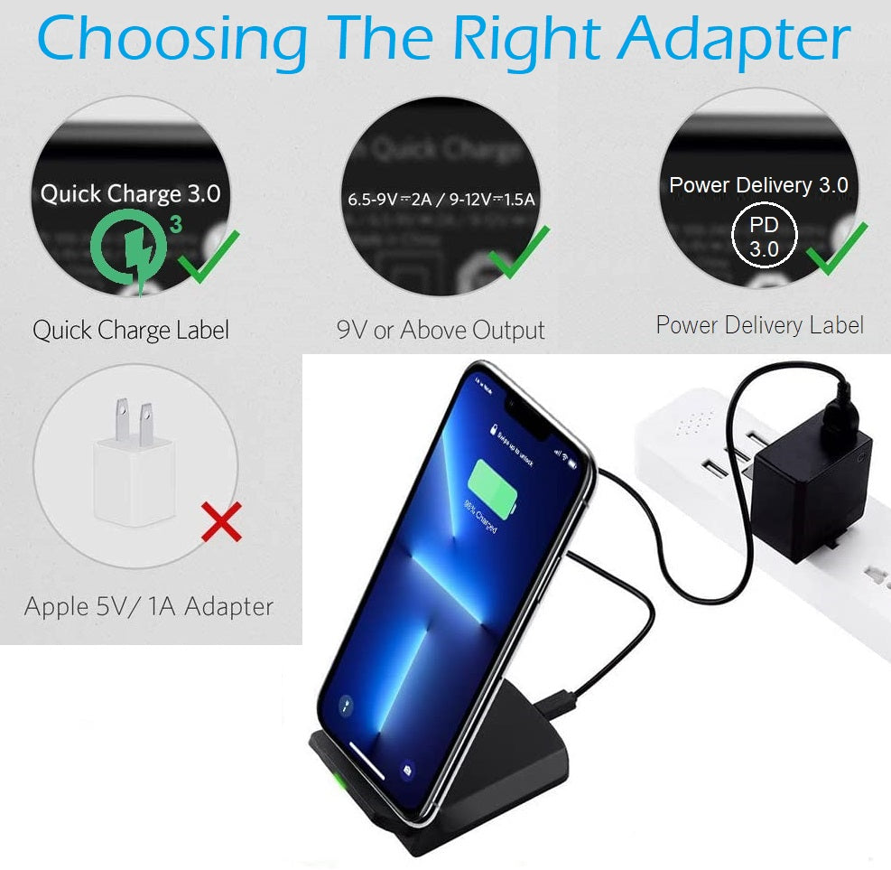 15W Wireless Charger Stand Qi Foldable Inductive Charger Charging Station