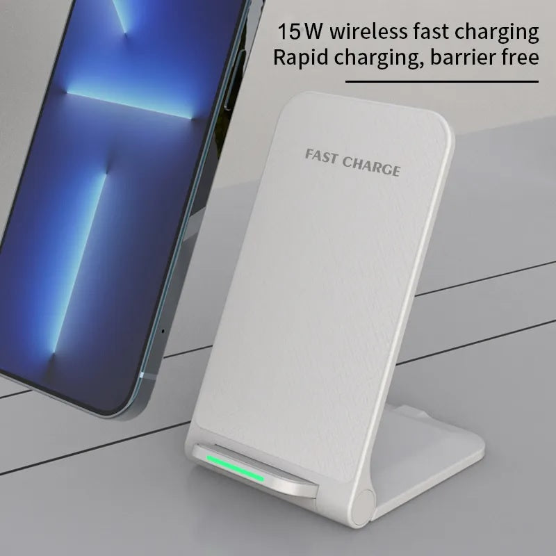 15W Wireless Charger Stand Qi Foldable Inductive Charger Charging Station