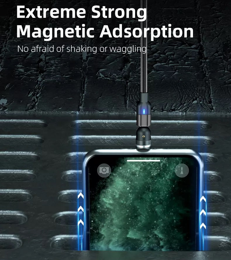 3-in-1 Magnetisches Ladekabel 540° drehbar USB-C Micro USB iPhone 8-Pin 1m & 2m