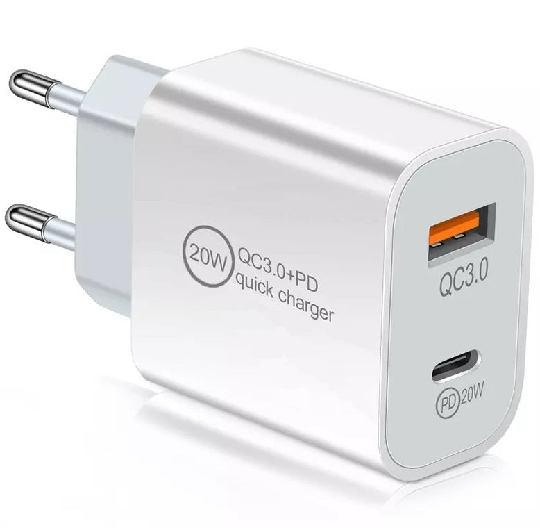 20W Dual-Port Schnellladegerät USB-C & USB-A mit PD & QC 3A Ladeadapter