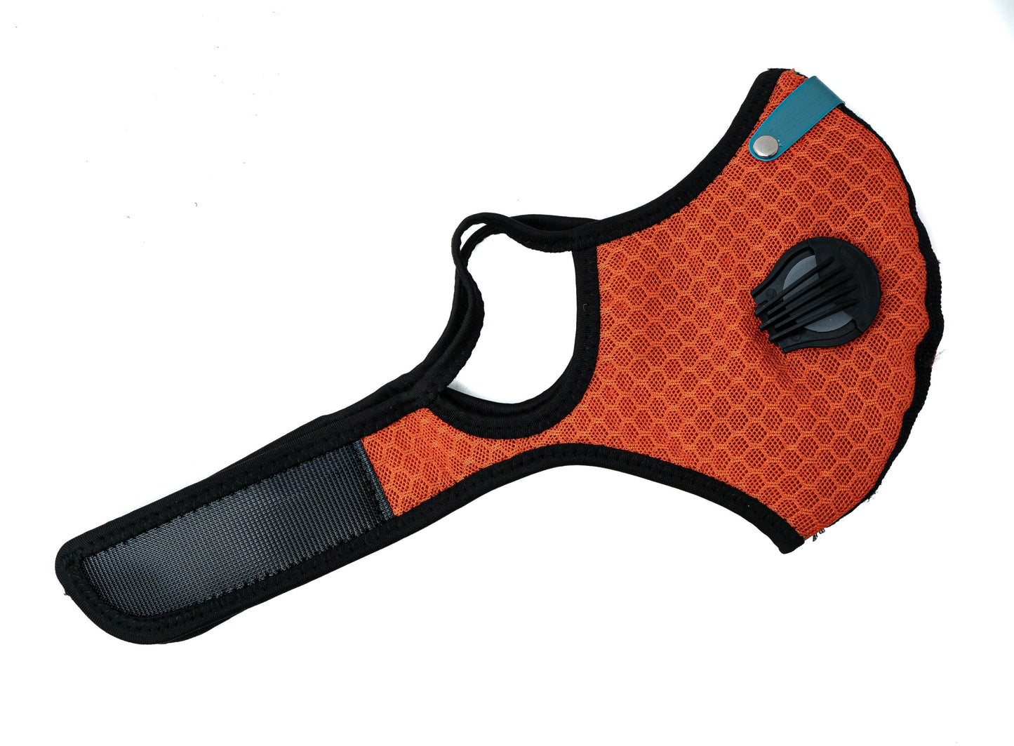 SYSTEM-S Staub Maske austauschbarer Aktivkohle Filter Nylon für Outdoor Jogging Orange