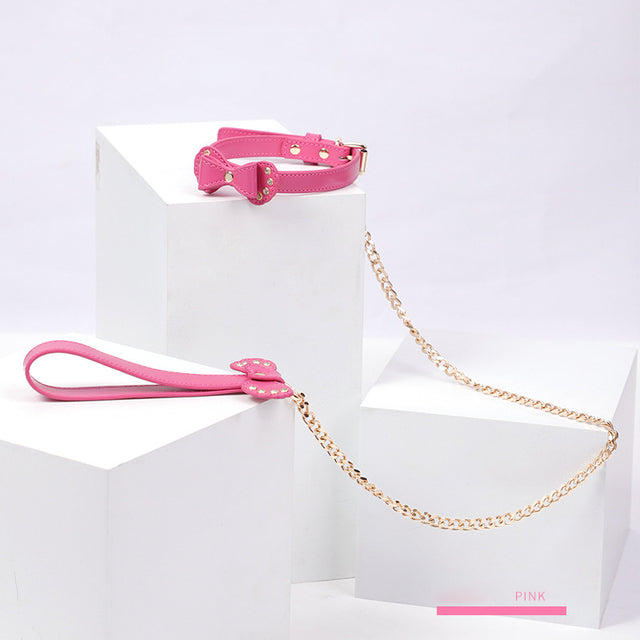 Faux Leather Collar and Leash