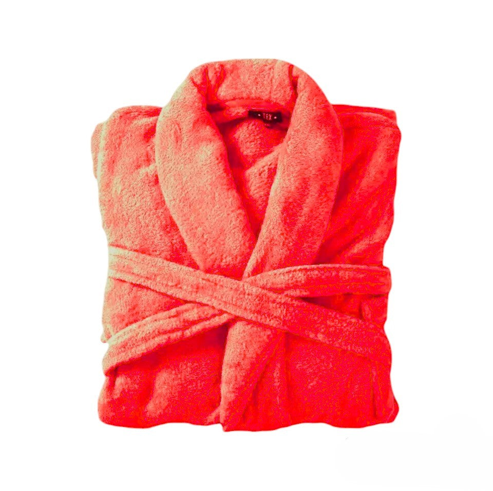 Bademantel flauschig » Saunamantel in Teddy-Plüsch Qualität » leichter/dünner Morgenmantel 100 cm lang » unisex