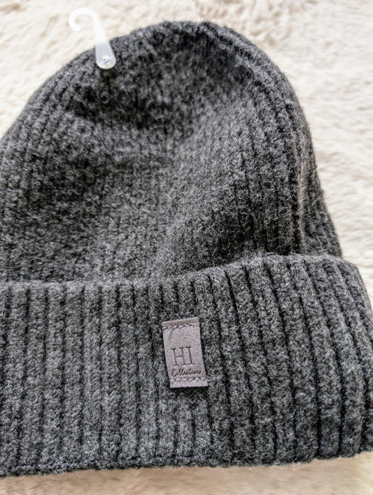 Beanie hat HI lined with a fluffy fold-over brim made from 100% viscose, anthracite