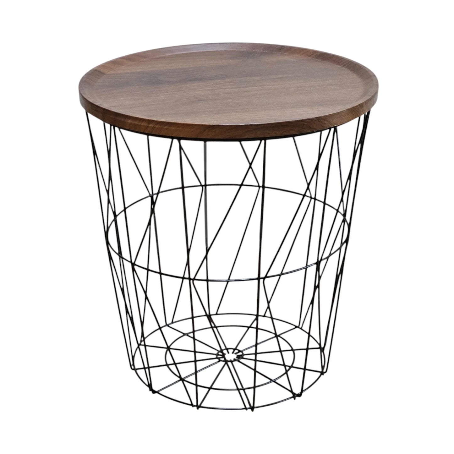 Beistelltisch Couchtisch Stauraumtisch Metalltisch mit Holzplatte Nussbaum schwarz 37x39