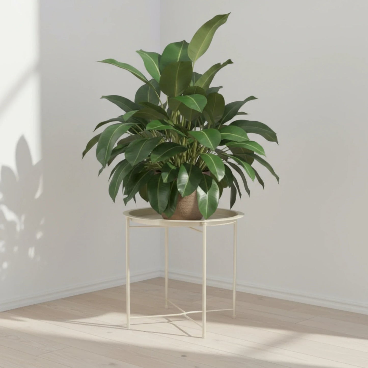 Beistelltisch Metalltisch beige rund 37x42 cm mit Tablett Tisch Ablagefläche Couchtisch