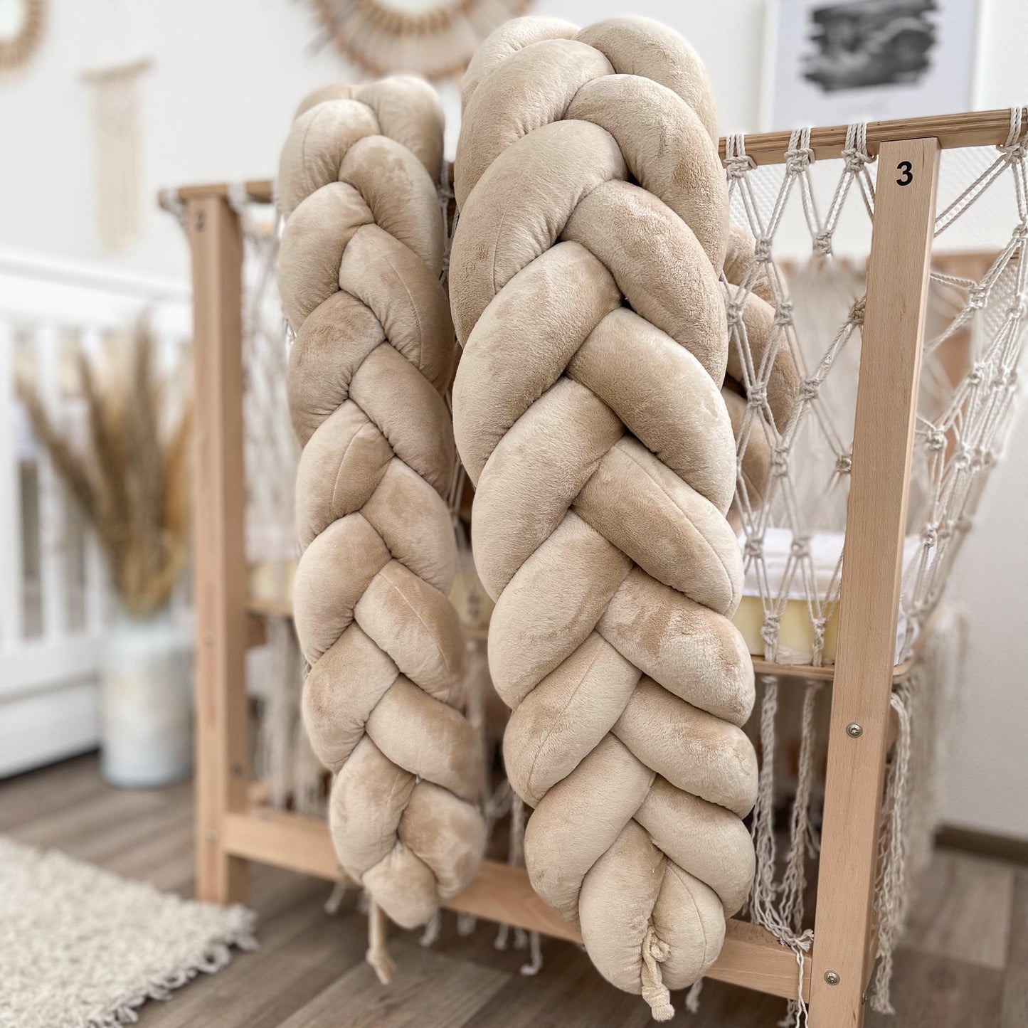 Bettschlange geflochten Fischgrätenoptik Velours – Premium Schutz & Komfort