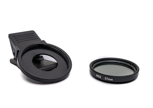 SYSTEM-S ND2 Lens 37 mm Neutral Density Gray Filter with Clip for Smartphones in Black