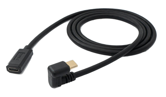 SYSTEM-S USB 3.1 U-snúnings 100 cm snúra af gerðinni C karlkyns í kvenkyns með 360° horni, svört