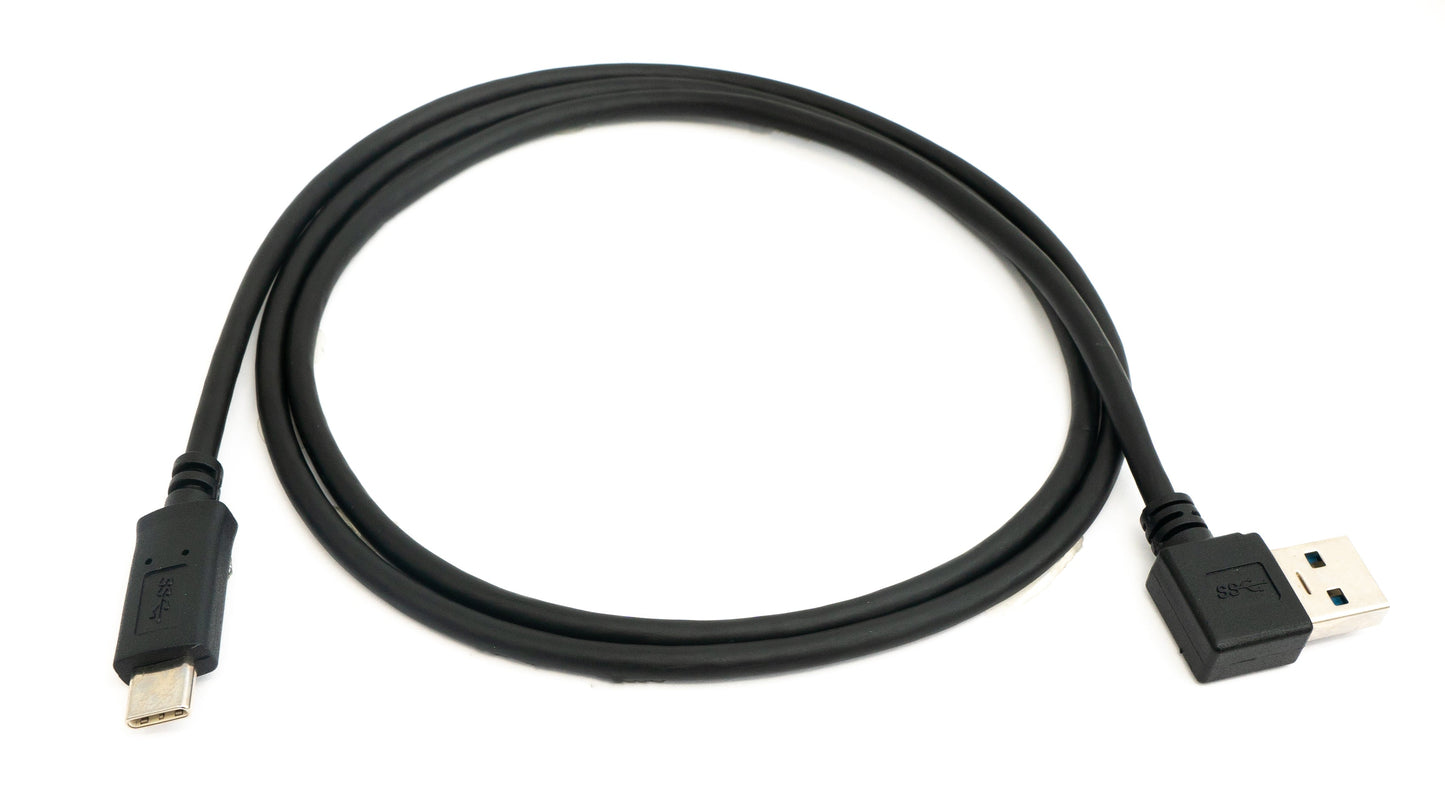 SYSTEM-S USB 3.1 cable 1 m Type C male to Type A male angled in black