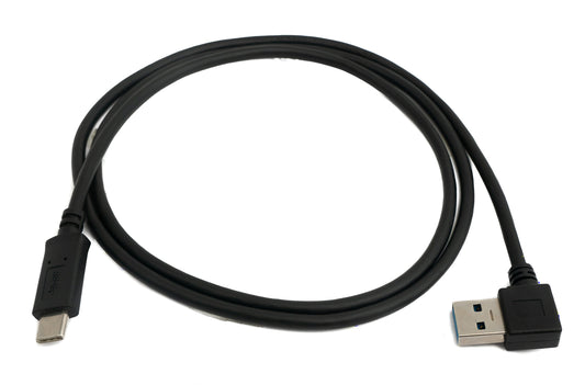 SYSTEM-S USB 3.1 snúra 1 m Type C karlkyns í Type A karlkyns, vinklaður í svörtu 