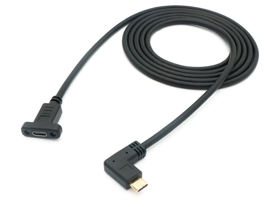 SYSTEM-S USB 3.1 cable 1.8 m Type C male to female screw angle in black