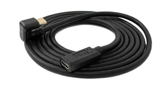 SYSTEM-S USB 3.1 U Turn 1.8 m cable Type C male to female 360° angle in black