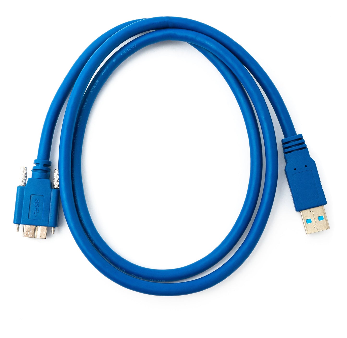 SYSTEM-S USB 3.0 Kabel 100 cm Micro B Stecker zu Typ A Stecker Schraube in Blau