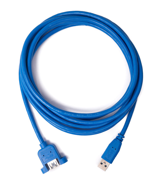 SYSTEM-S USB 3.0 Kabel 3 m Typ A Stecker zu Buchse Schraube in Blau