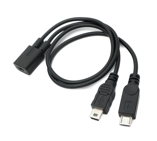 SYSTEM-S USB 2.0 Kabel 30cm Mini B Buchse zu Stecker & Micro B Stecker in Schwarz