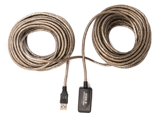 SYSTEM-S USB 2.0 snúra 20 m Tegund A karlkyns í kvenkyns snúra í gráum