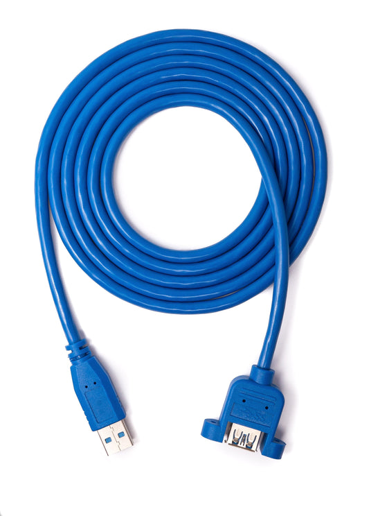 SYSTEM-S USB 3.0 Kabel 1,8 m Typ A Stecker zu Buchse Schraube in Blau