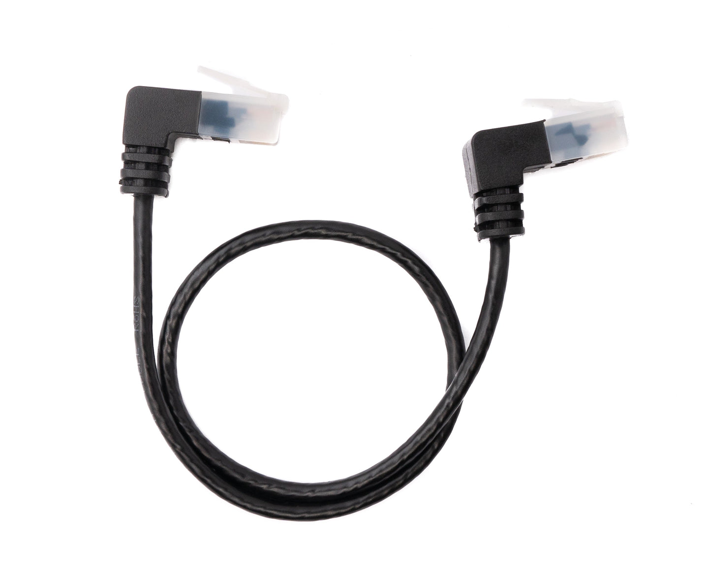 SYSTEM-S LAN snúra 25 cm RJ45 8P8C STP Cat6 tengi í tengi, hornrétt, svart
