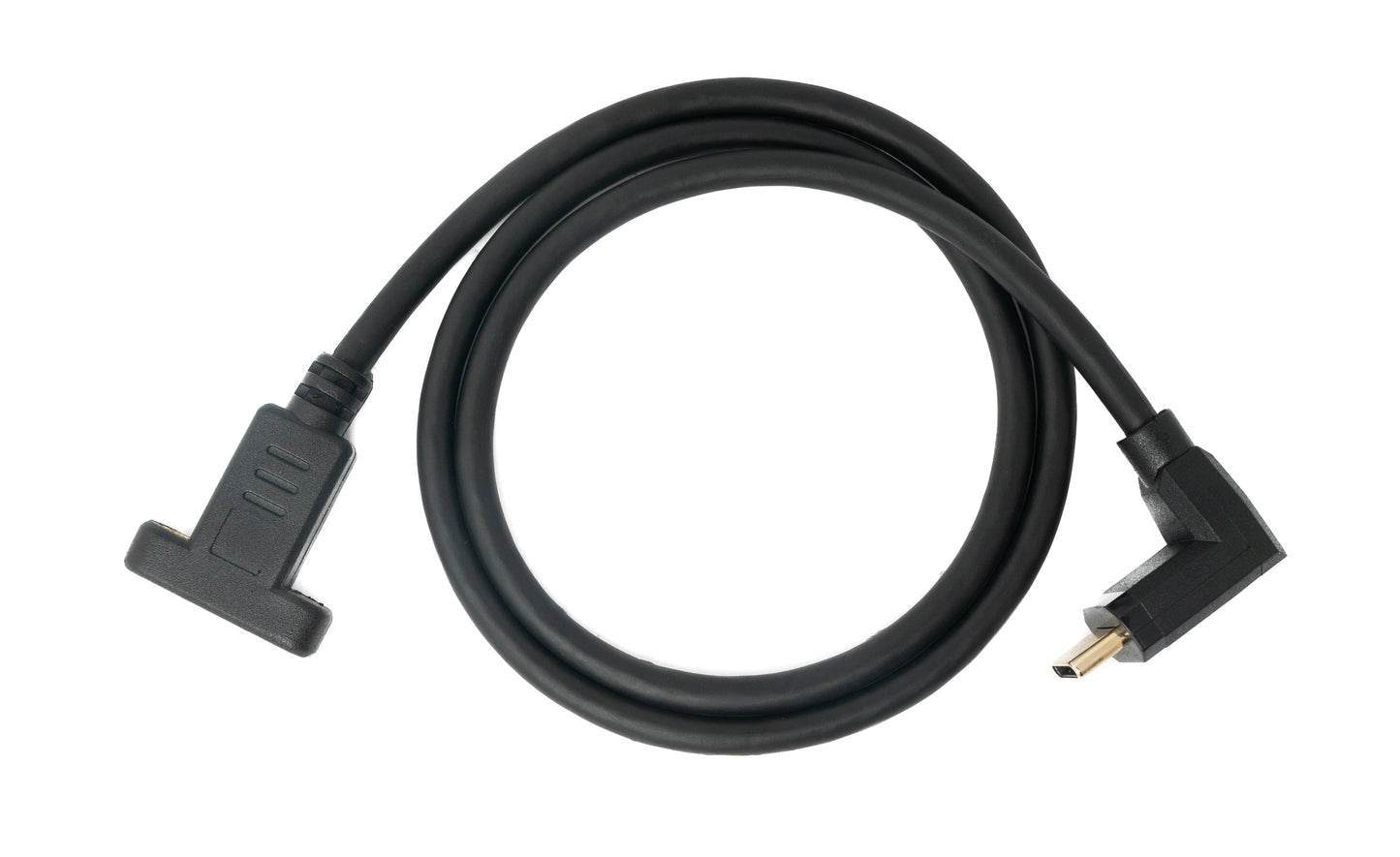 SYSTEM-S USB 3.1 snúra 50 cm Type C karlkyns í kvenkyns skrúfuhornssnúra í svörtu