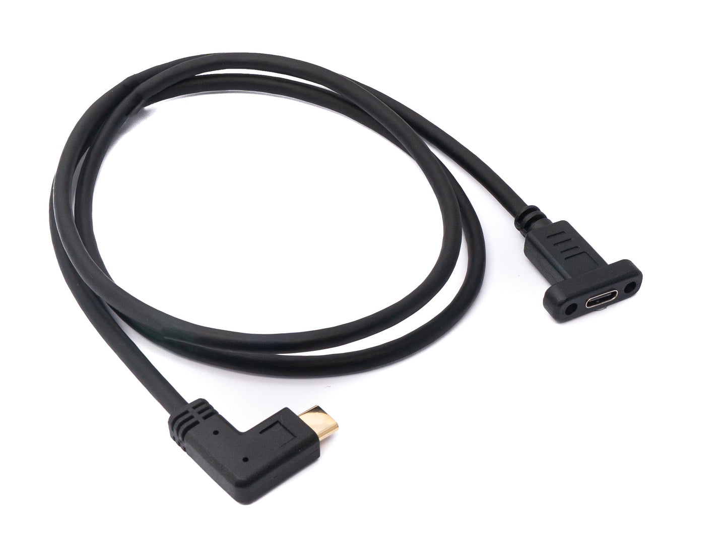 SYSTEM-S USB 3.1 Kabel 100 cm Typ C Stecker zu Buchse Schraube Winkel in Schwarz