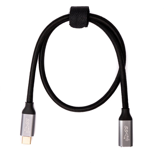 SYSTEM-S USB 3.1 Gen 2 Kabel 100W 50 cm Typ C Stecker zu Buchse in Schwarz