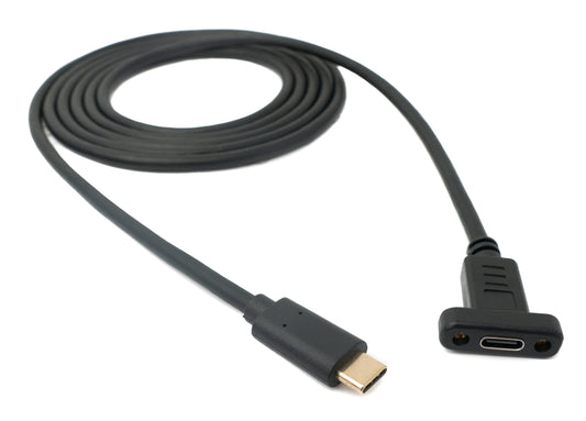 SYSTEM-S USB 3.1 snúra 1,8 m Tegund C karlkyns í kvenkyns skrúfusnúningur svartur