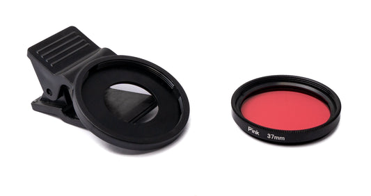 SYSTEM-S Farbfilter Pink 37 mm Linse Farbe mit Clip für Smartphones in Schwarz