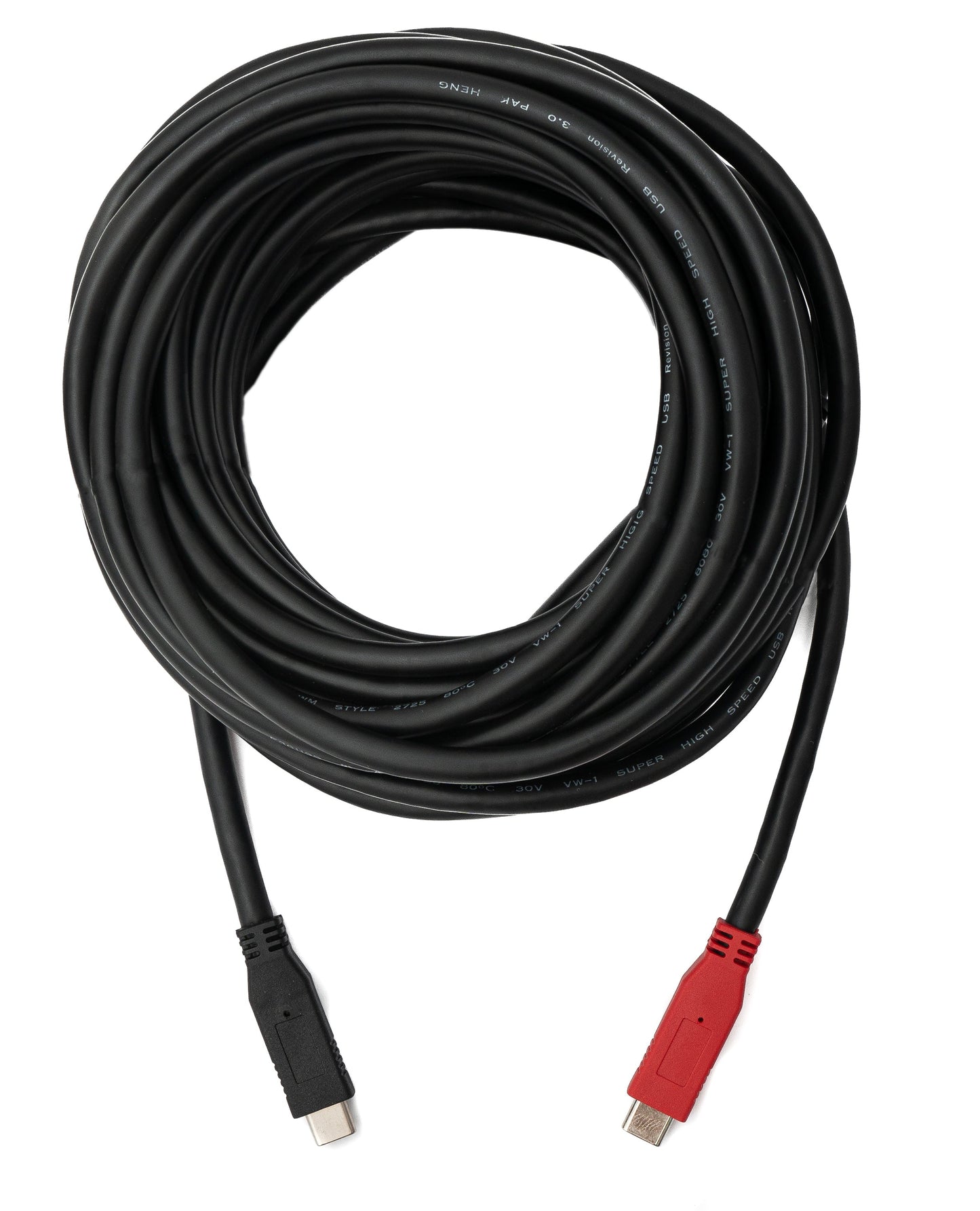 SYSTEM-S USB 3.1 einhliða kapall 8 m Tegund C karlkyns í karlkyns í svörtu