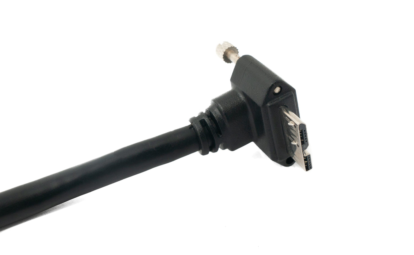 SYSTEM-S USB 3.0 Kabel 30 cm Micro B Stecker zu A Stecker Schraube Winkel Schwarz