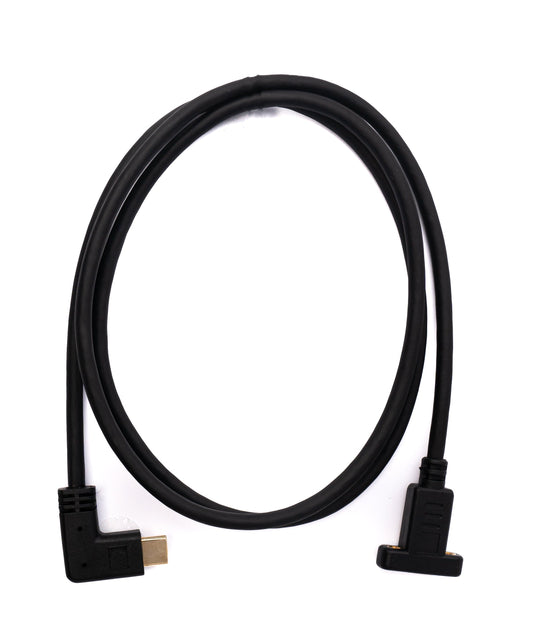 SYSTEM-S USB 3.1 Kabel 100 cm Typ C Stecker zu Buchse Schraube Winkel in Schwarz