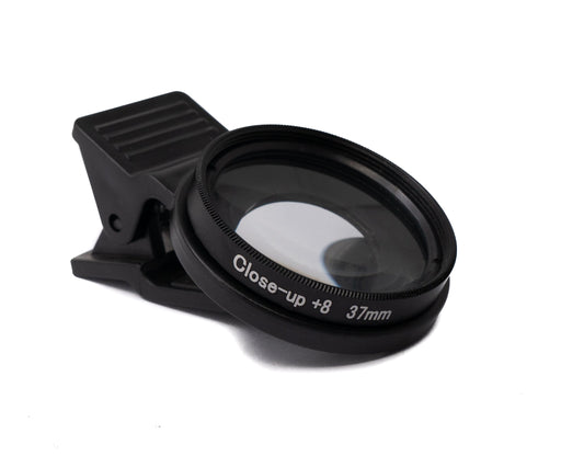 SYSTEM-S Makro Linse +8 Zoom Close Up Filter mit Clip in Schwarz