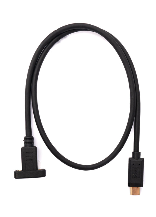 SYSTEM-S USB 3.1 snúra 60 cm Type C karlkyns í kvenkyns skrúfuð svart