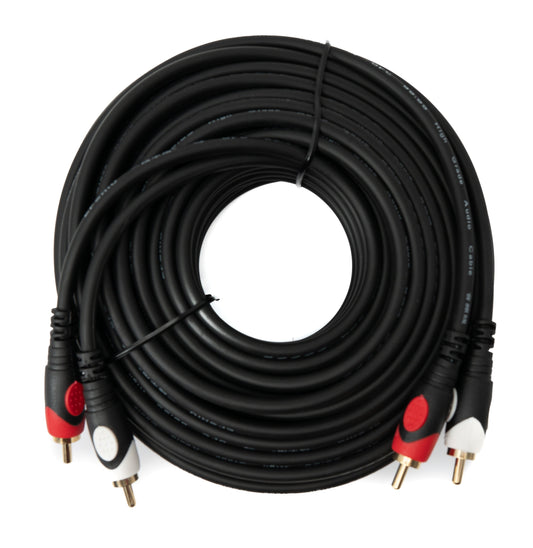 SYSTEM-S Cinch 2 RCA Kabel 10 m Stecker zu Stecker Stereo AV in Schwarz