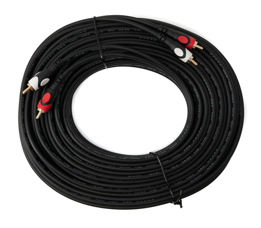 SYSTEM-S Cinch 2 RCA Kabel 20 m Stecker zu Stecker Stereo AV in Schwarz