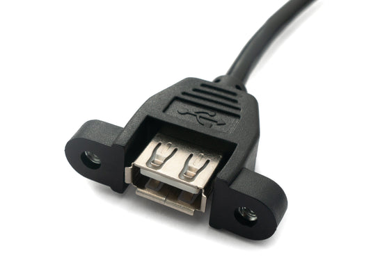 SYSTEM-S USB 2.0 snúra, 3 m, karlkyns í kvenkyns, skrúfuð, svört