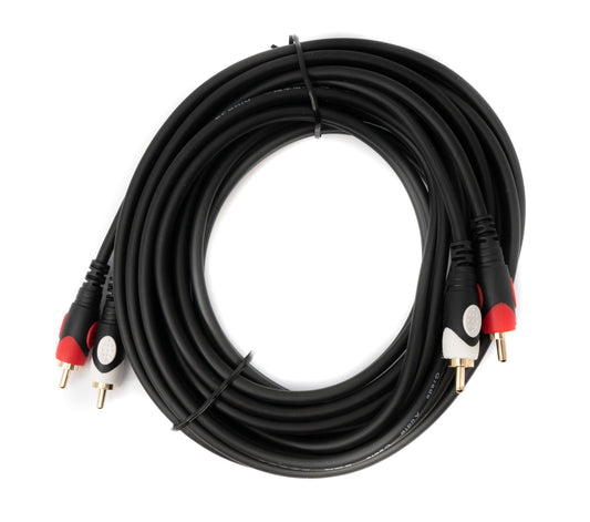 SYSTEM-S Cinch 2 RCA Kabel 5 m Stecker zu Stecker Stereo AV in Schwarz