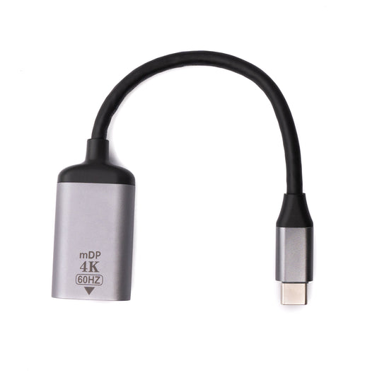 SYSTEM-S DisplayPort snúra 20 cm Mini DP kvenkyns í USB 3.1 Tegund C karlkyns í gráu