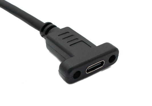 SYSTEM-S USB 3.1 snúra 50 cm Tegund C karlkyns í kvenkyns skrúfuð svart