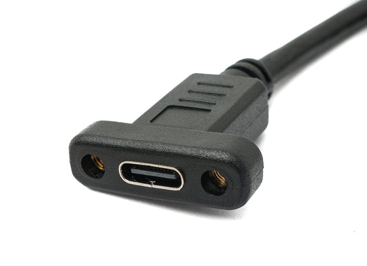 SYSTEM-S USB 3.1 Kabel 100 cm Typ C Stecker zu Buchse Schraube Winkel in Schwarz