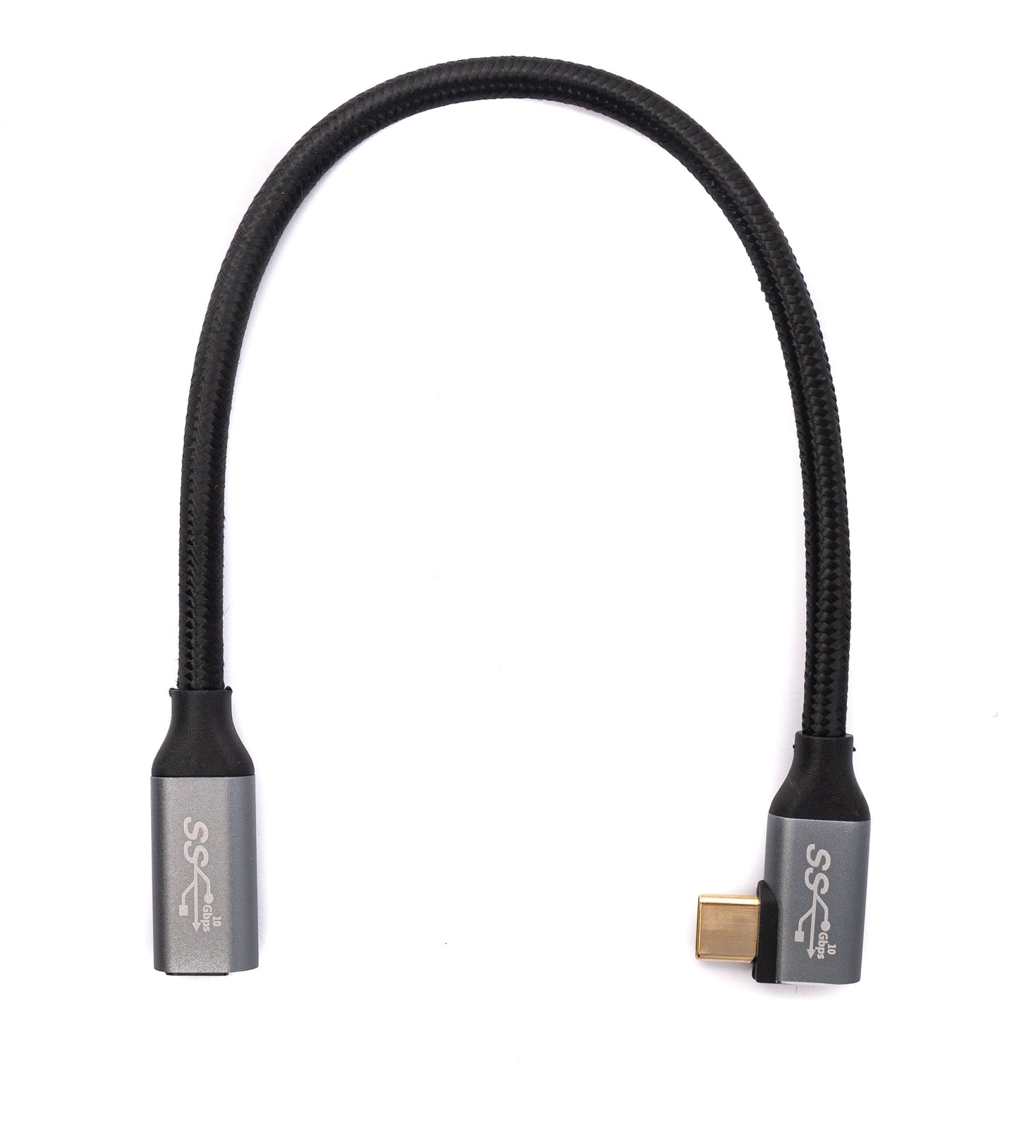 SYSTEM-S USB 3.1 Gen 2 cable 25 cm Type C male to female braided angle