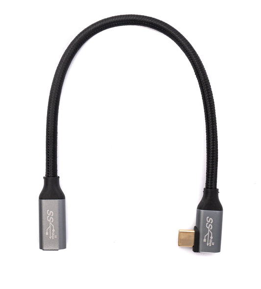 SYSTEM-S USB 3.1 Gen 2 cable 25 cm Type C male to female braided angle