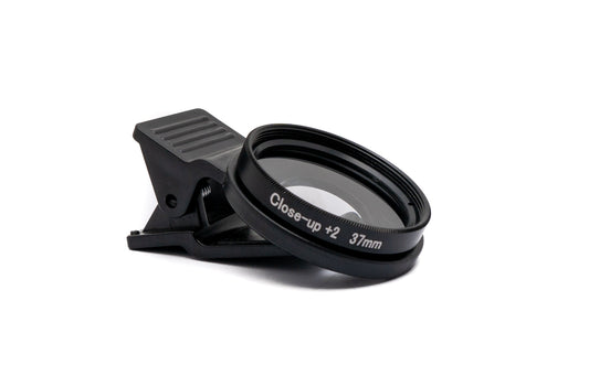 SYSTEM-S Makro Linse +2 Zoom Close Up Filter mit Clip in Schwarz