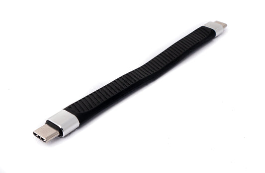 SYSTEM-S USB 3.1 Gen 2 100W snúra 13,5 cm Type C karlkyns í karlkyns flatur í svörtu