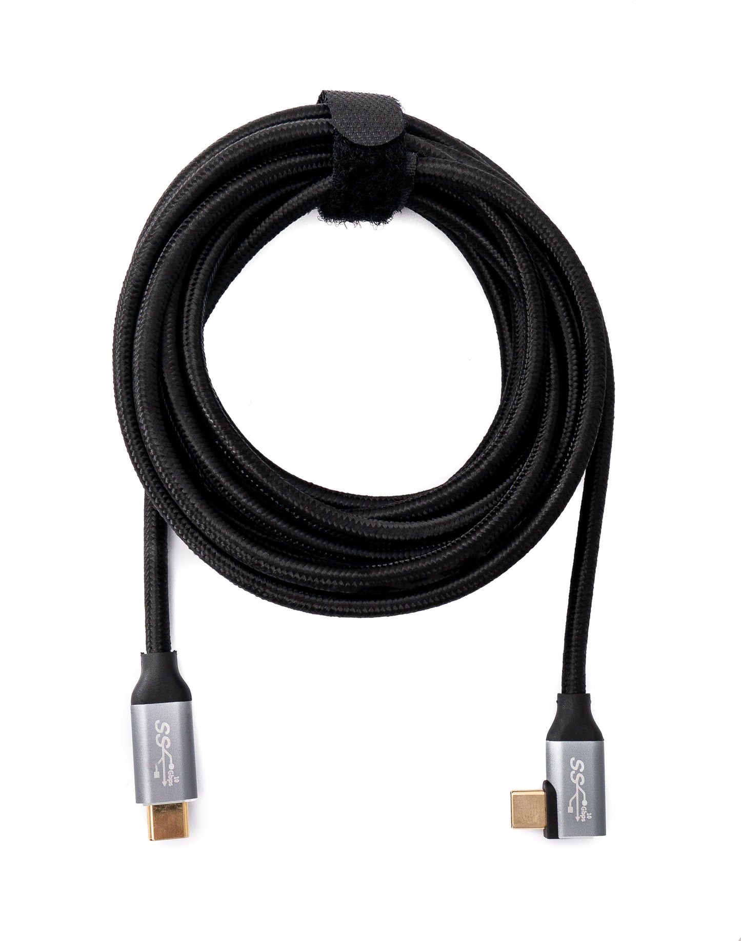 SYSTEM-S USB 3.1 Gen 2 100W snúra 3 m Tegund C karlkyns í karlkyns fléttuð í svörtu