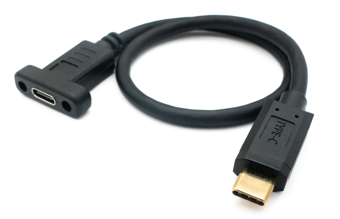 SYSTEM-S USB 3.1 snúra 30 cm Type C karlkyns í kvenkyns skrúfumillistykki í svörtu