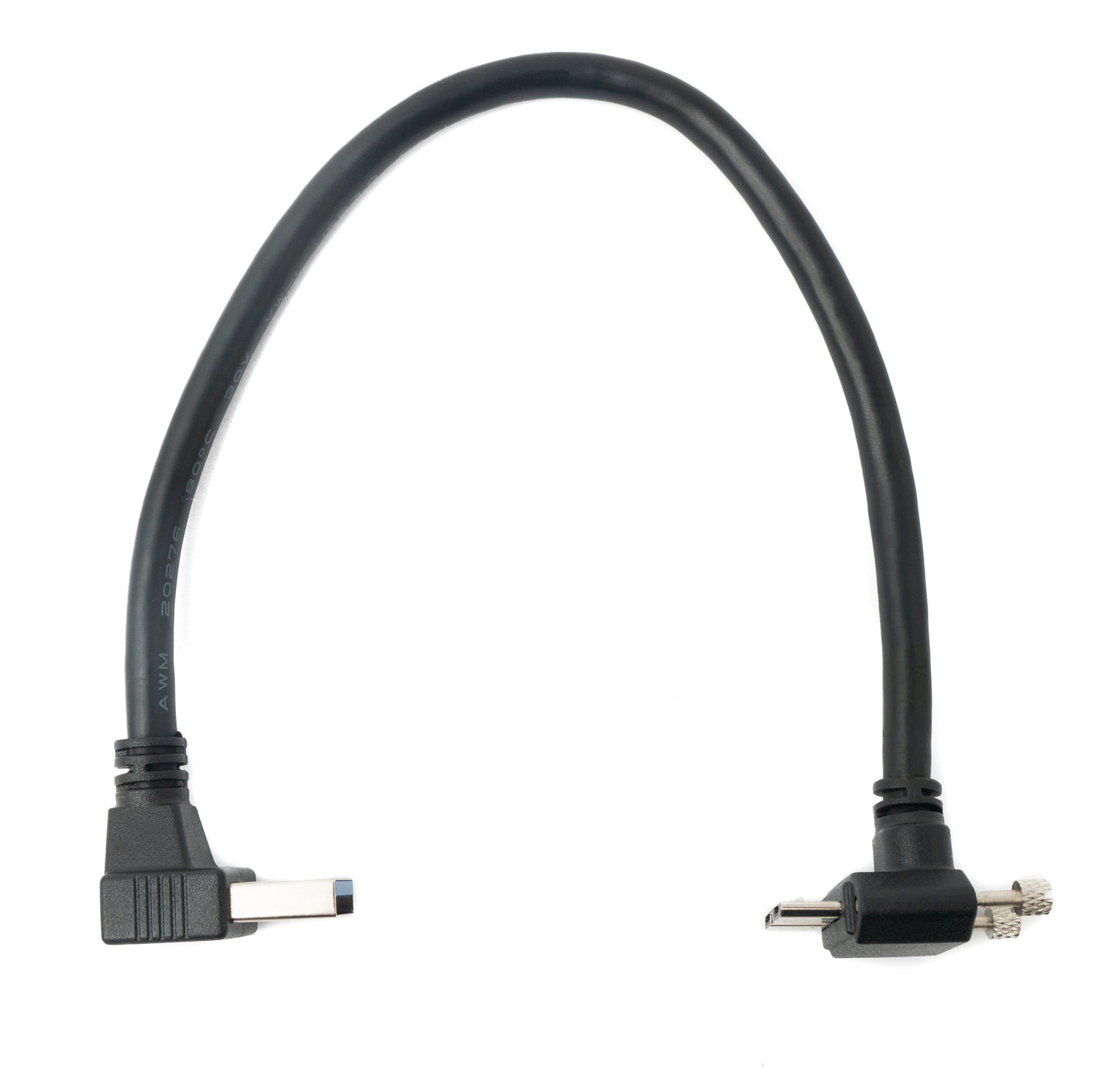 SYSTEM-S USB 3.0 Kabel 30 cm Micro B Stecker zu A Stecker Schraube Winkel Schwarz