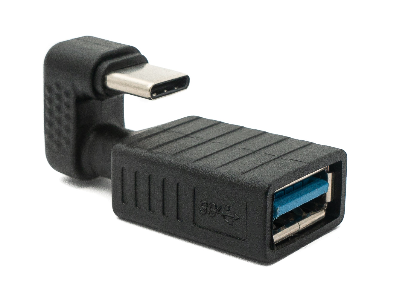 SYSTEM-S USB 3.1 U-snúningur 180° millistykki af gerð C karlkyns í 3.0 af gerð A kvenkyns snúru í svörtu